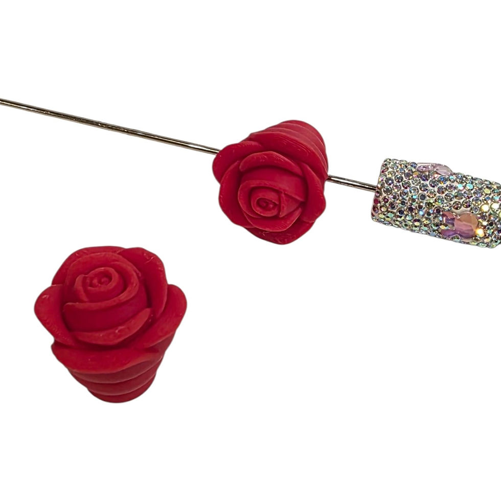Thumbnail: 3D Printed Rose Beads for DIY Beadable Pens | 8 Pack Floral Focal Beads