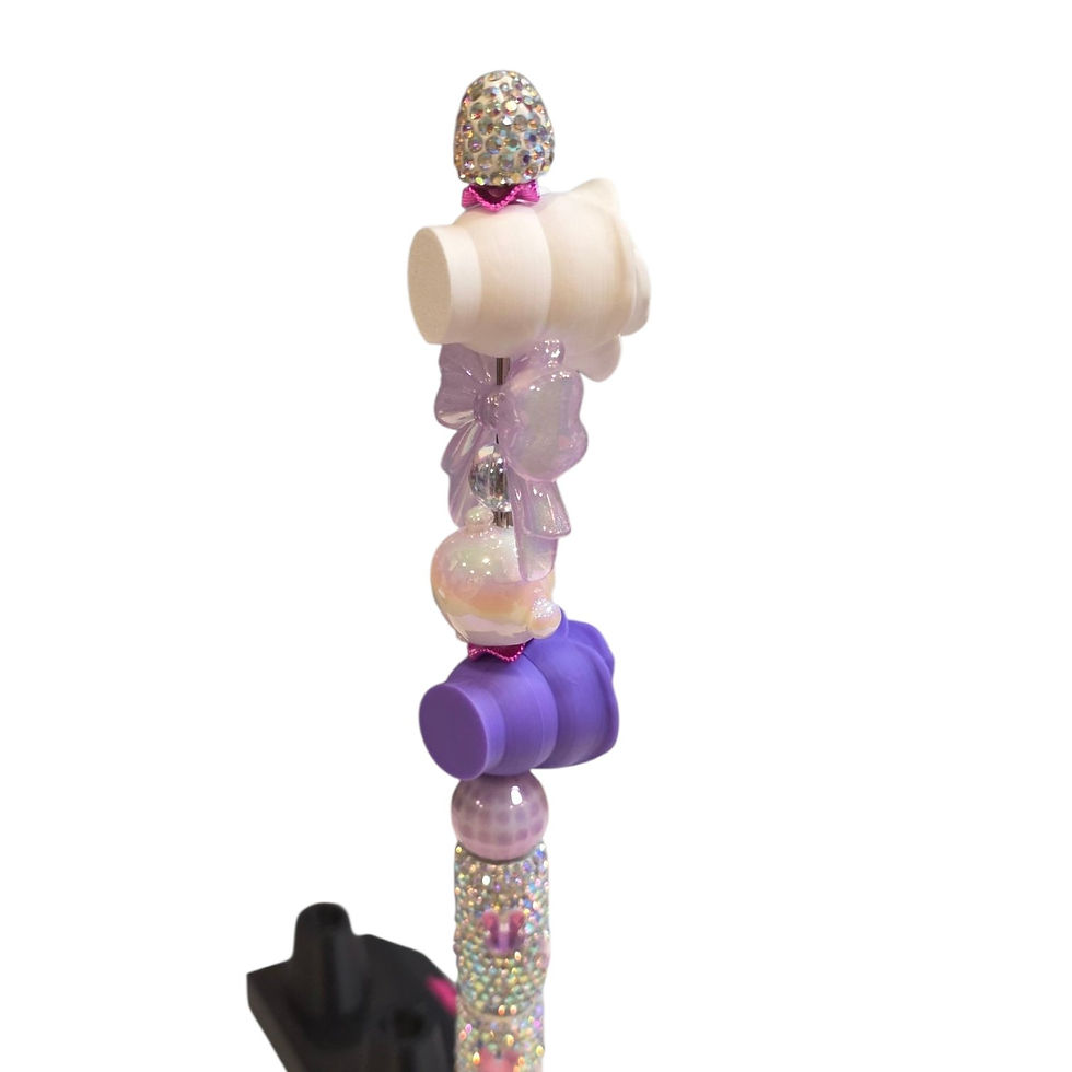 Thumbnail: 3D Printed Rose Beads for DIY Beadable Pens | 8 Pack Floral Focal Beads