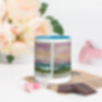 Thumbnail: Mug with Color Inside with Peaceful Landscape Watercolor Print