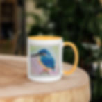 Thumbnail: Mug with Color Inside with Common Kingfisher Watercolor Print