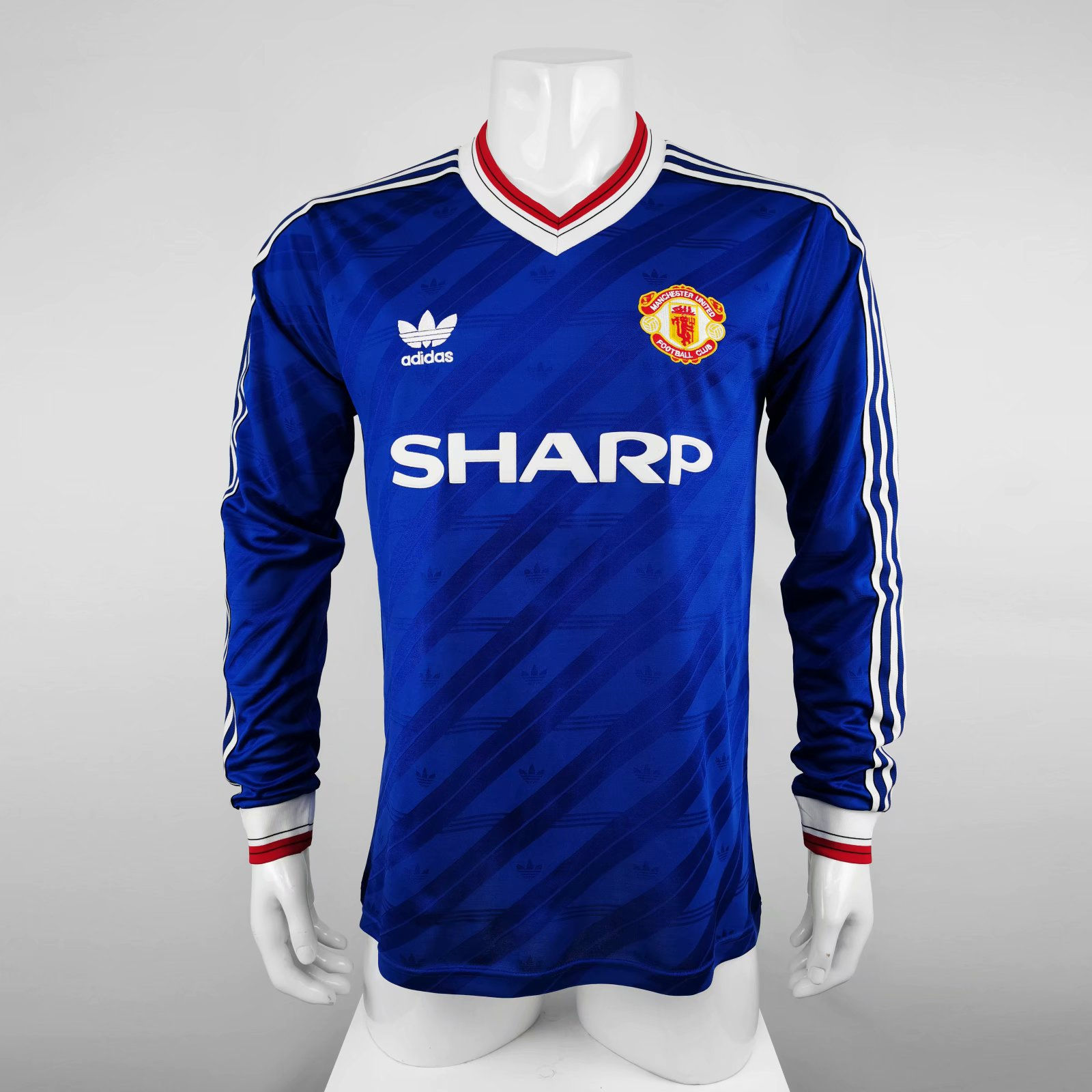 Manchester United 1986-88 3rd blue retro shirt long sleeves SHARP