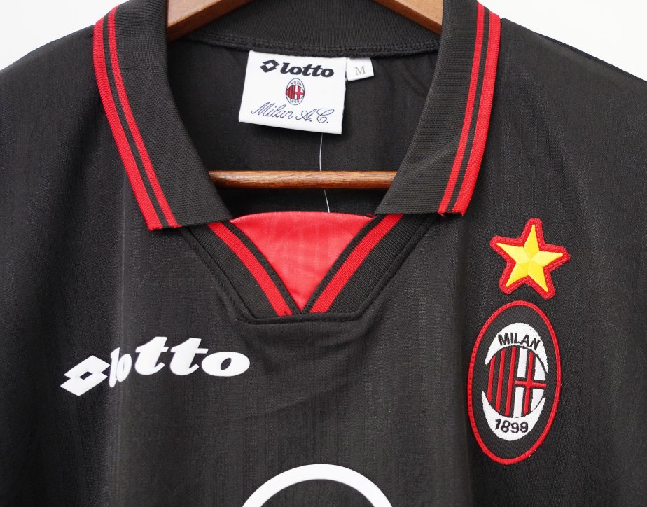 Thumbnail: AC Milan 97/98 Opel third black retro shirt jersey trikot camiseta maillot