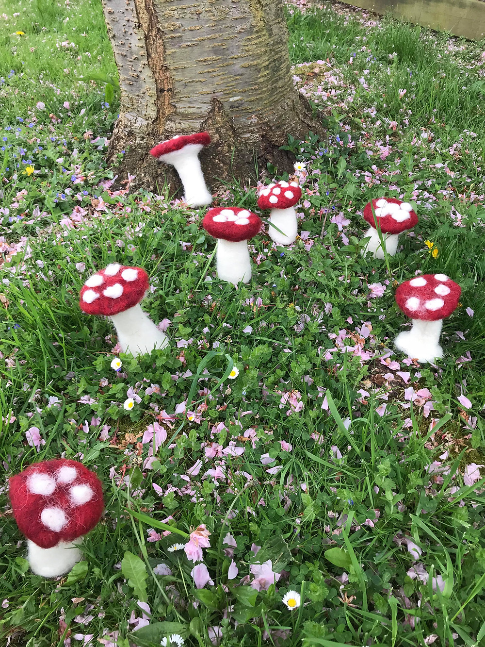 Fly agaric mushrooms made by people attending Ruschcliffe day centre