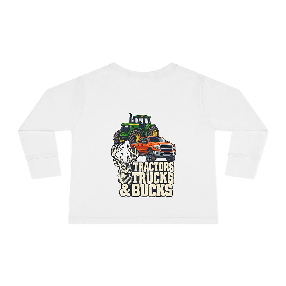 Toddler — Judah Creek — Tractors, Trucks & Bucks — Long Sleeve — back artwork