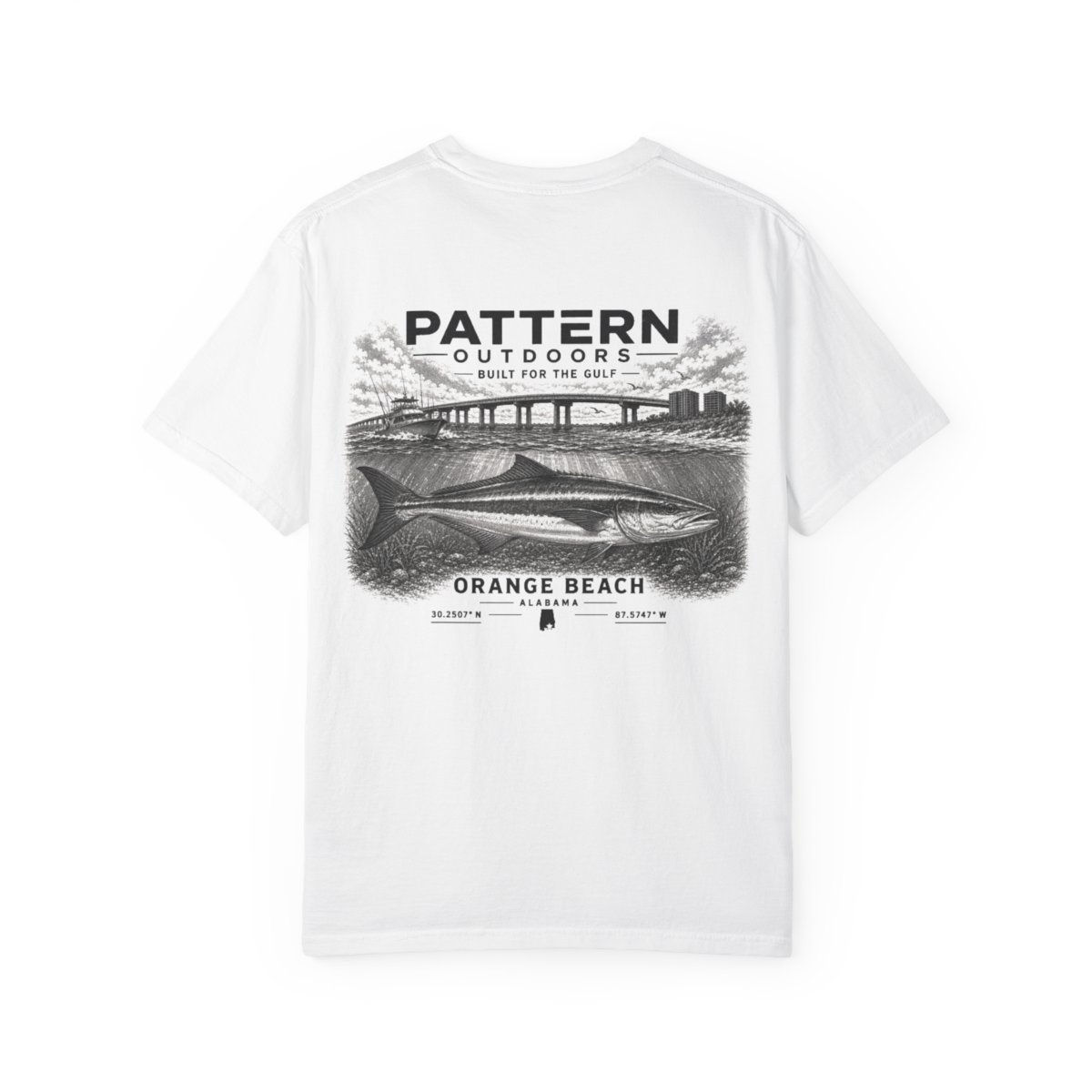 Pattern Outdoors — Orange Beach Cobia Comfort Colors Tee — back