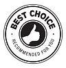 a best choice badge with thumbs up