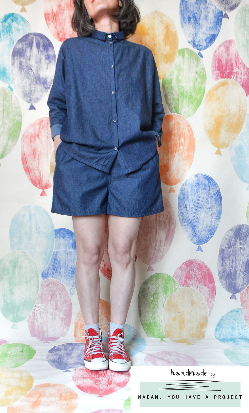 Miniatura: Shorties chambray blu.