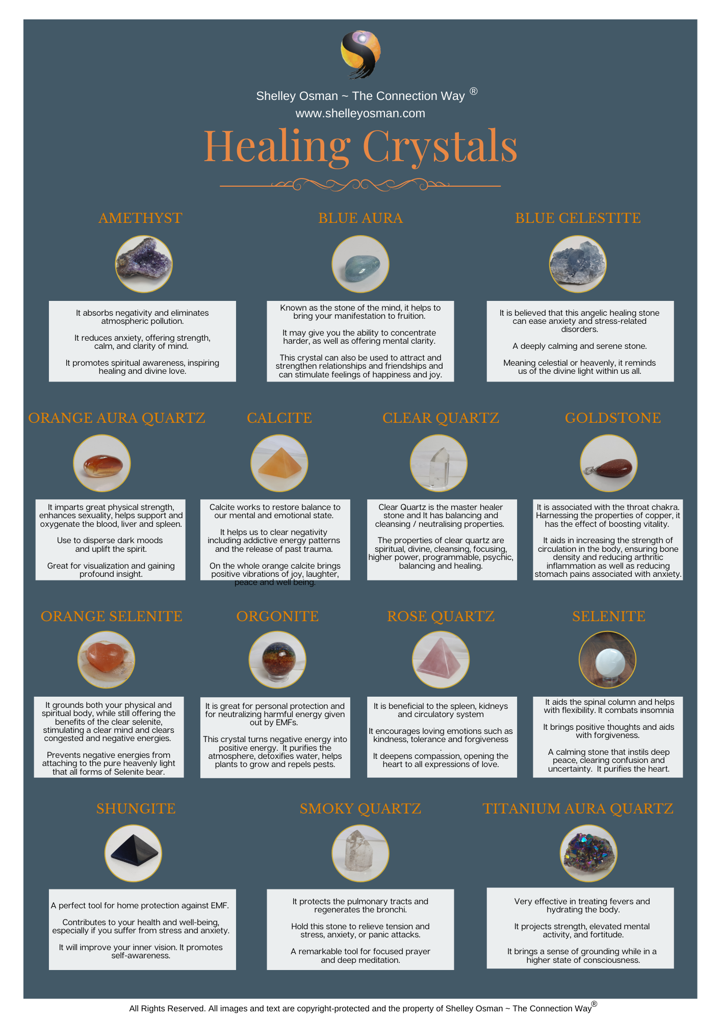 Crystal Healing Benefits Poster A4 ~ Design 2