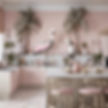 coastal kitchen neutral colours pops of pink palm trees and pelicans.jpg