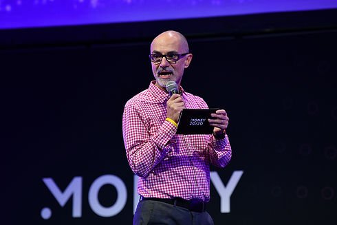 Alex presenting at the Money 2020 conference