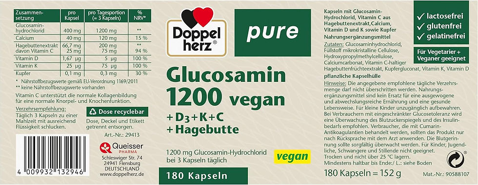 縮圖：🇩🇪 Doppelherz 多寶雙心純素葡萄糖胺膠囊 1200 (180粒)