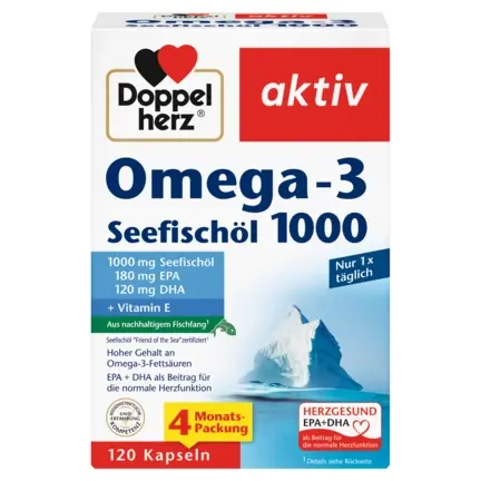 縮圖：🇩🇪 Doppelherz 多寶雙心 深海魚油 Omega-3 1000mg (120粒) - 2入