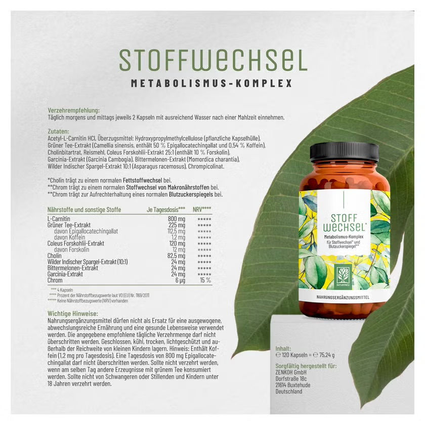 縮圖：🇩🇪 NATURTREU 左旋肉鹼+鉻代謝複合膠囊（120粒）
