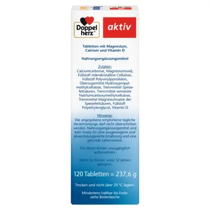 縮圖：🇩🇪 Doppelherz 多寶雙心 鎂+鈣+維生素D3 錠 (40錠｜100錠｜120錠)