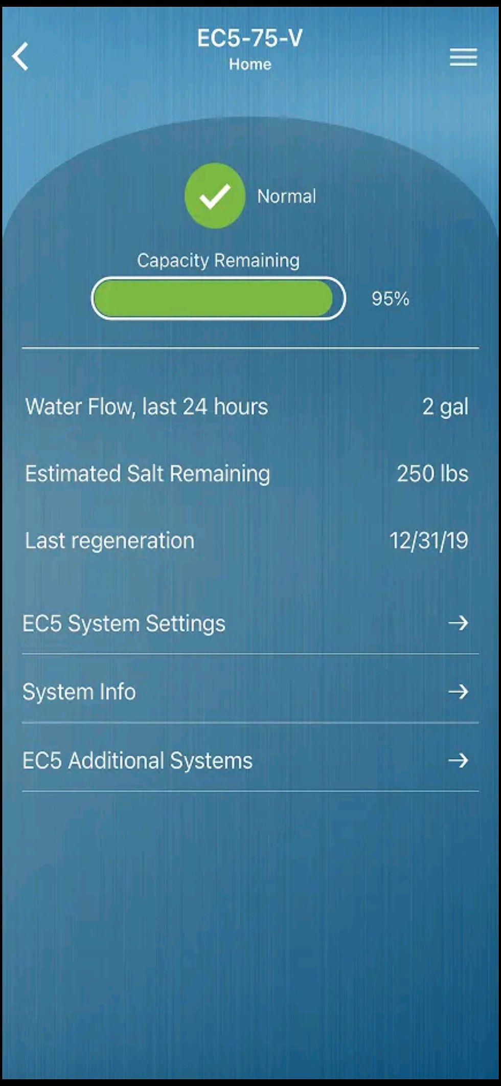 app del suavizador EC5-75 de Rainsoft