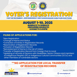 Paalala sa mga Botanteng Angateño: Panibagong Voter Registration Magsisimula na