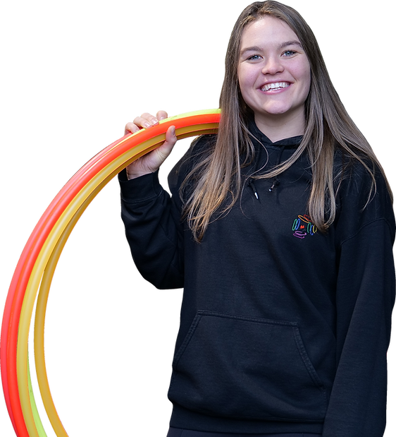 A picture of Steph with Hula Hoops