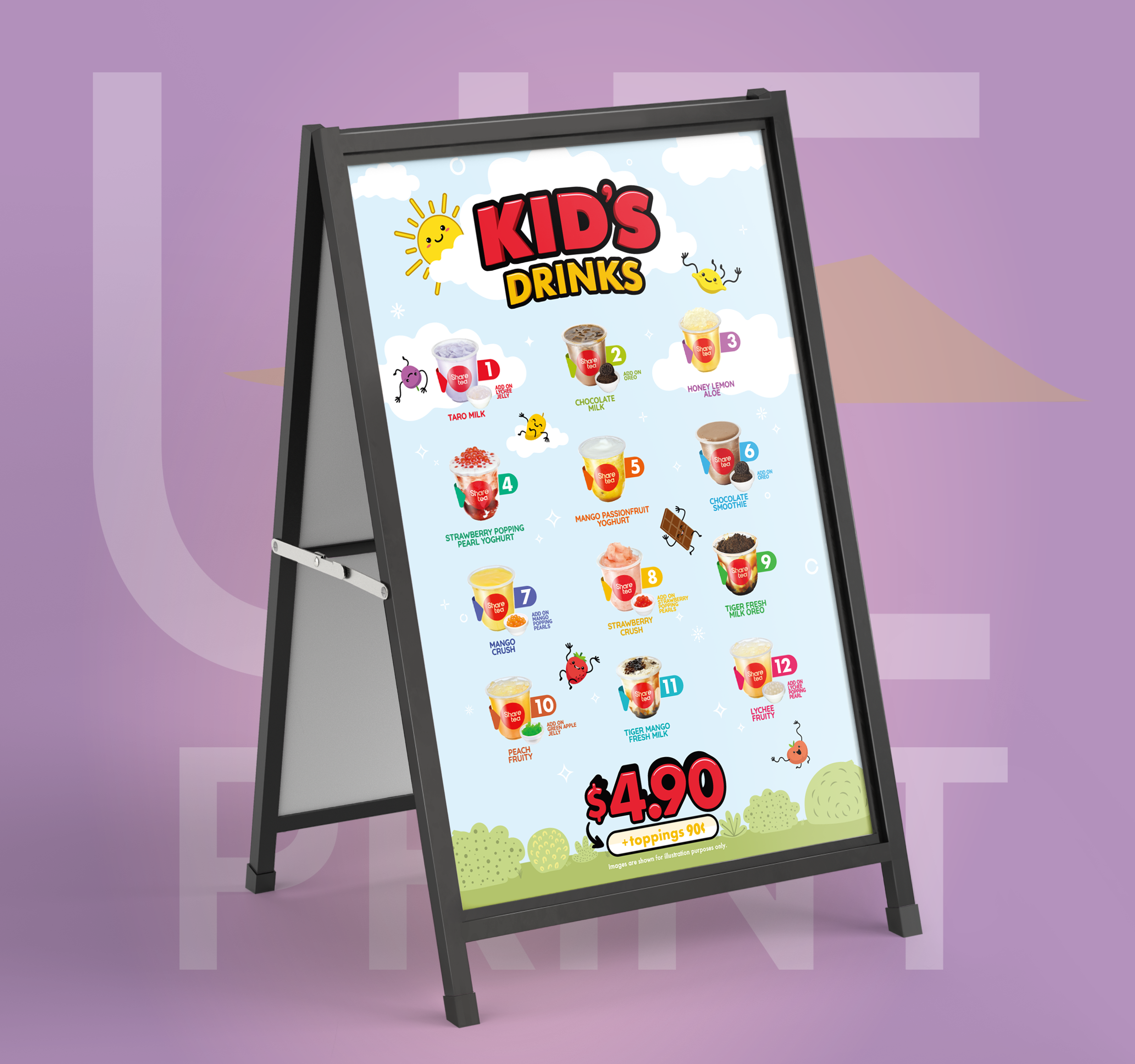 Kids Menu 600x900mm Corflute A-Frame Insert