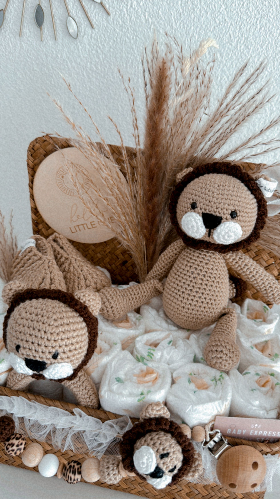 Thumbnail: Versandfertig Rattan Korb mit Deckel M  Simba beige