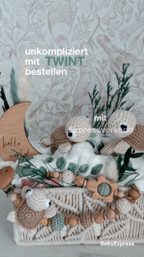 Miniaturbild: Versandfertig Makramee Boho Korb S Törtel natur-mintgrün