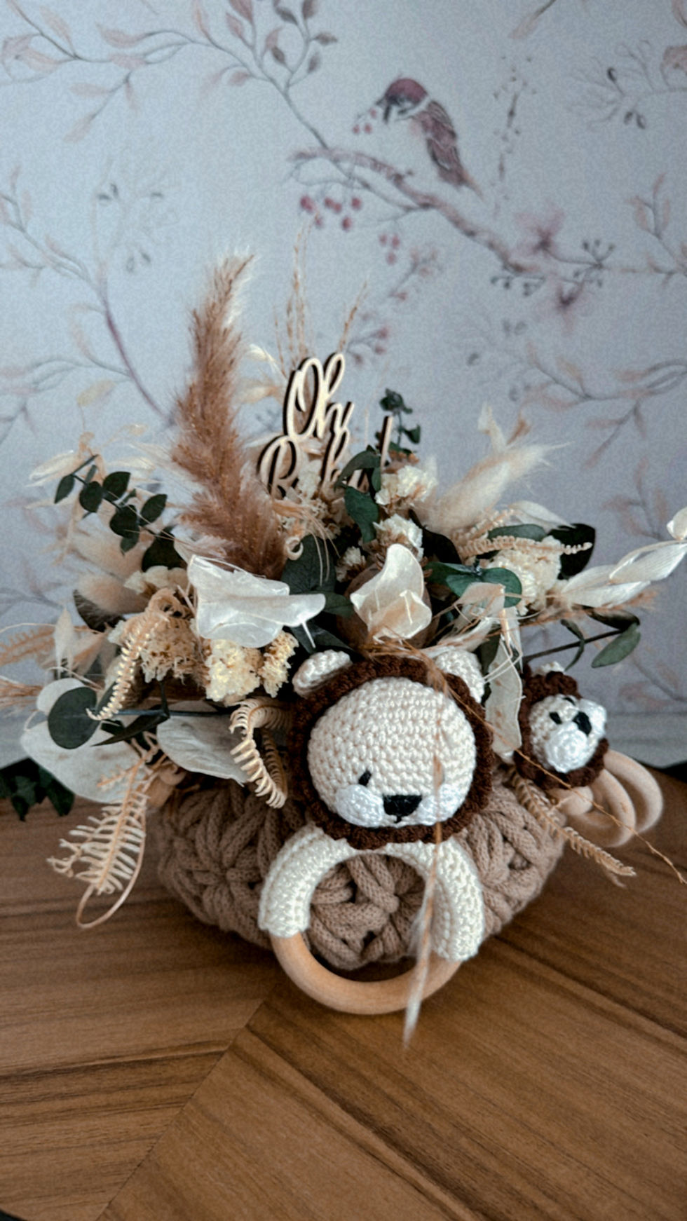 Miniature : Versandfertig Mama-Baby-Geschenkkorb beige Simba & Esti
