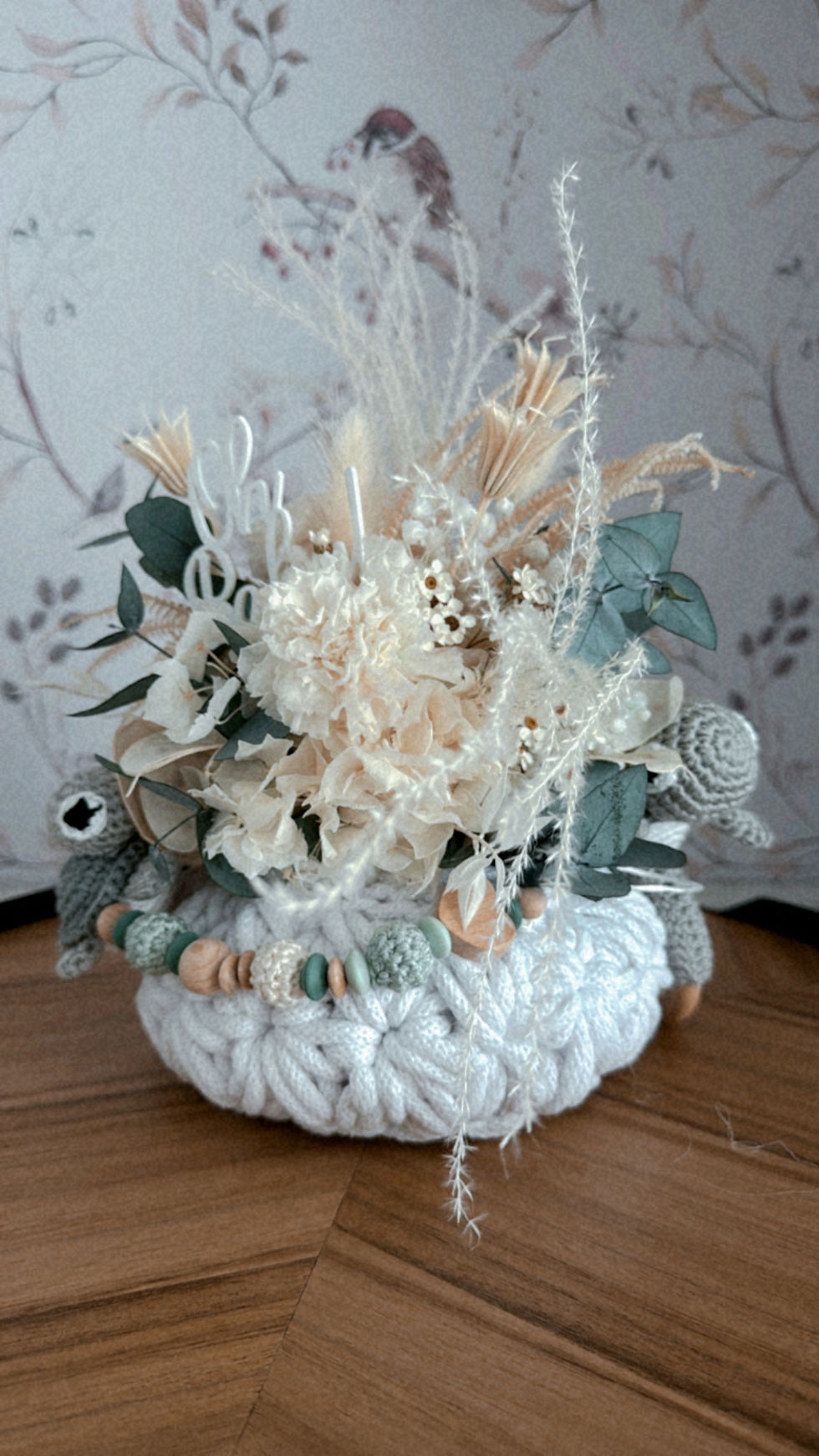 Miniature : Versandfertig Mama-Baby-Geschenkkorb weiss Törtel