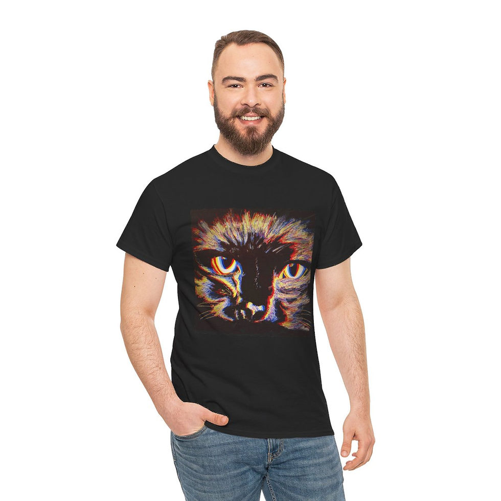 Thumbnail: Deftones Inspired Anaglyph Cat Unisex Heavy Cotton Tee