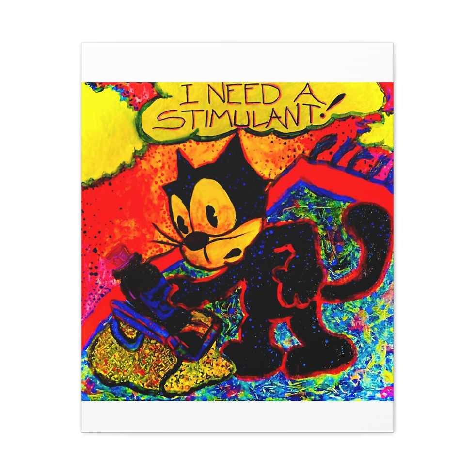 Thumbnail: I Need a Stimulant Felix the Cat Inspired Canvas Gallery Wrap