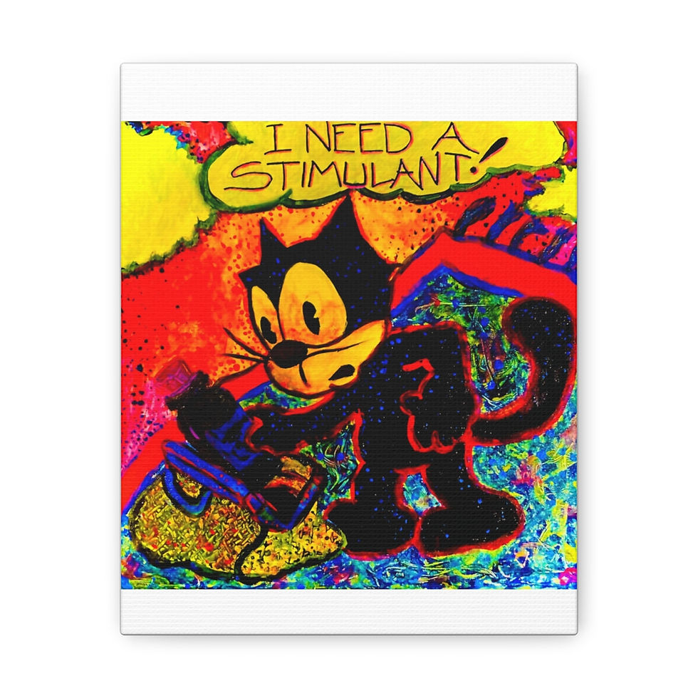 Thumbnail: I Need a Stimulant Felix the Cat Inspired Canvas Gallery Wrap