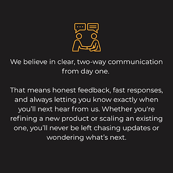 TCI Culinary communication values graphic emphasising honest feedback, fast response times, and proactive client updates