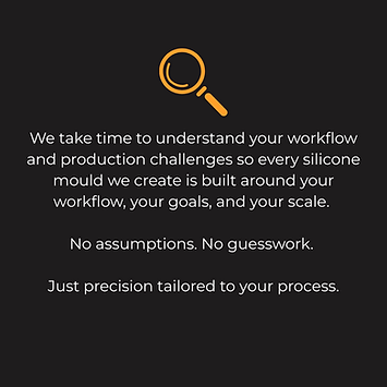 TCI Culinary process graphic highlighting custom silicone mould design based on client workflow, production needs, and scale