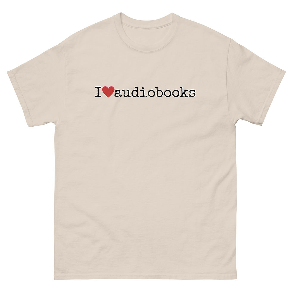 Thumbnail: I [heart] audiobooks Unisex t-shirt (black lettering)