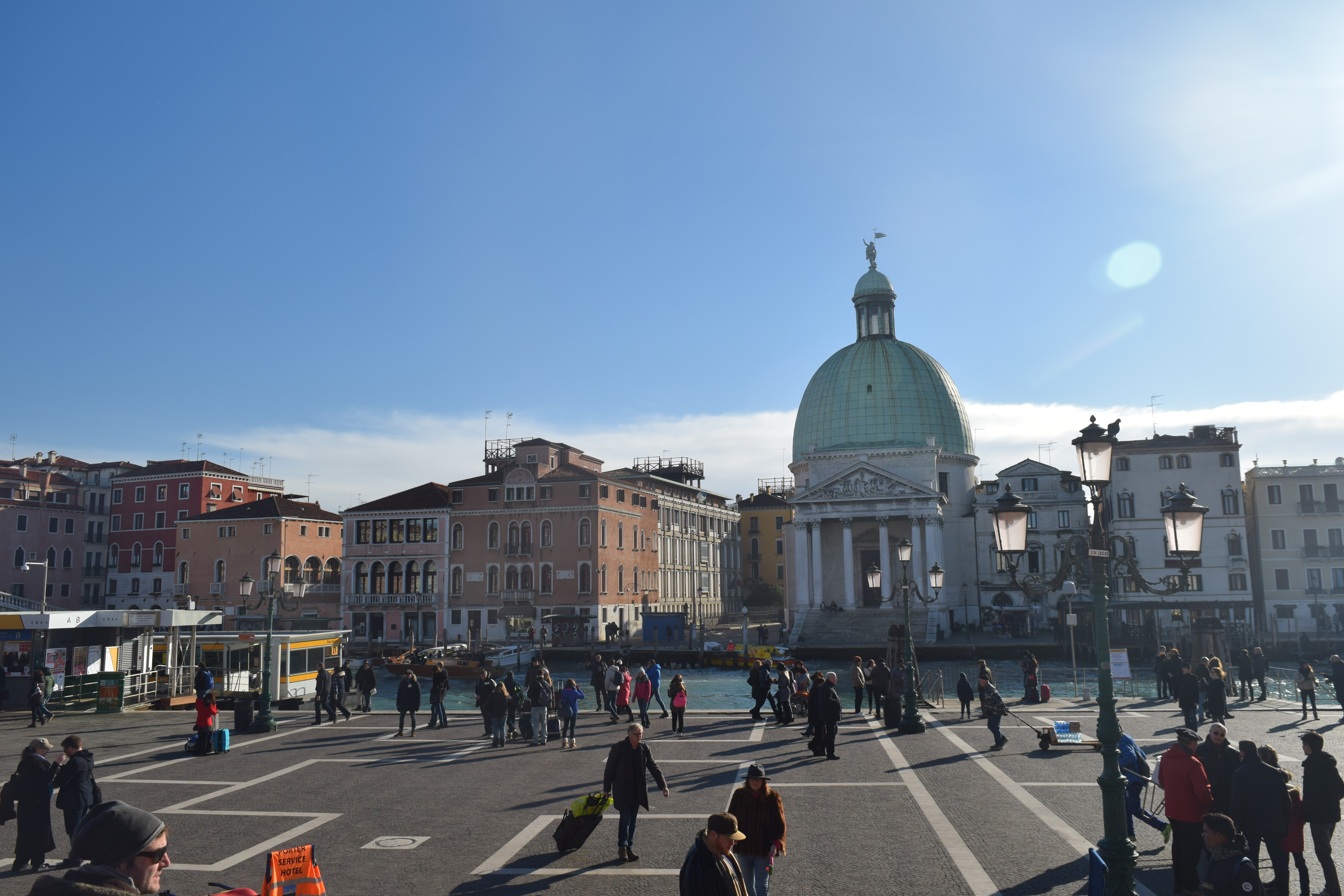 The view out of the train station