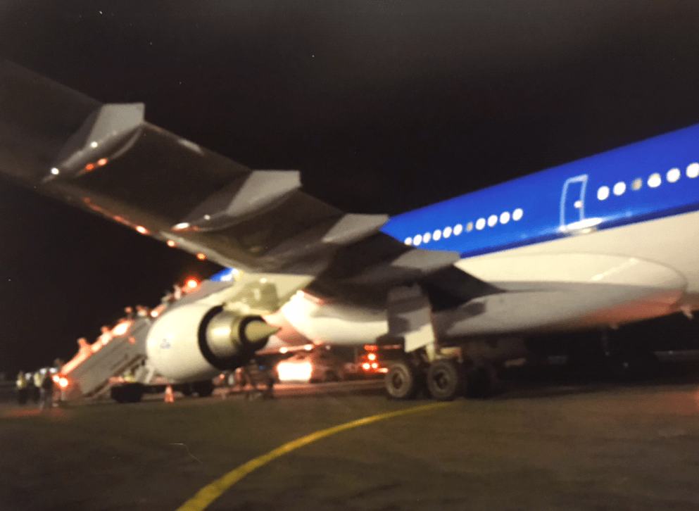 A horribly blurry image of our plane from Amsterdam