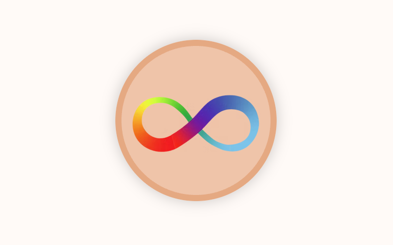 immagine dell'infinito arcobaleno, simbolo della neurodiversità