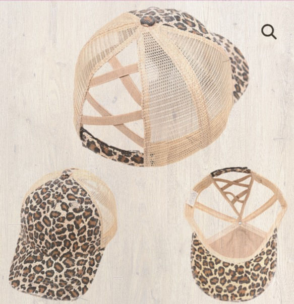 Thumbnail: Distressed criss cross cap with leather patch