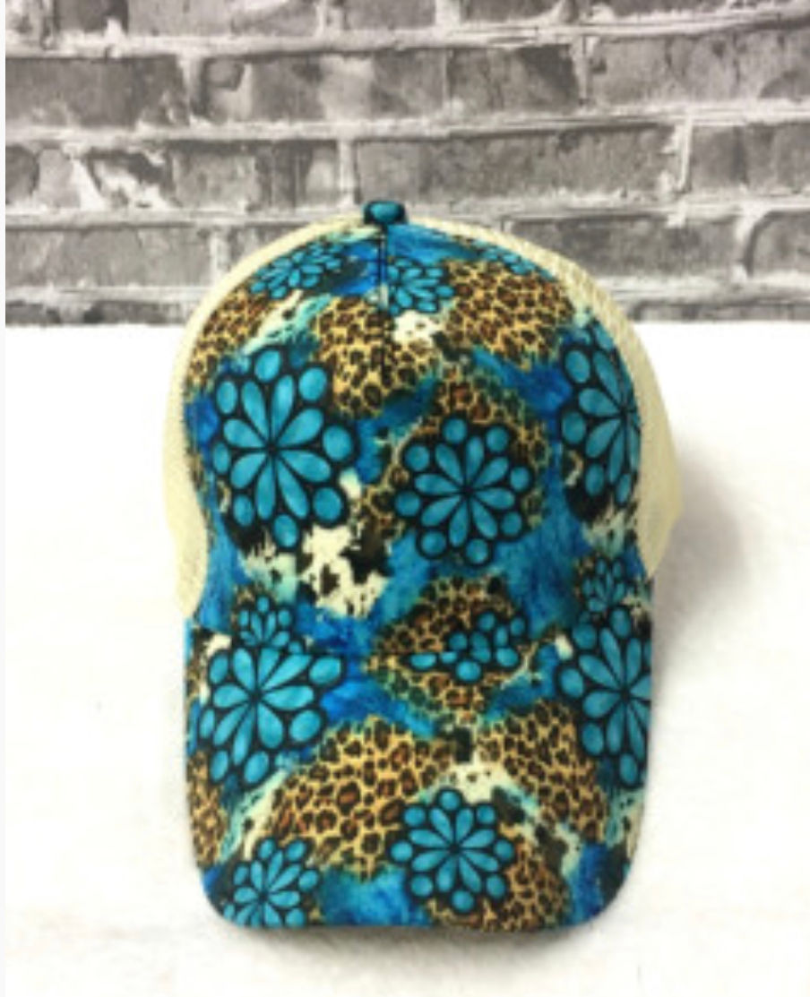 Thumbnail: Distressed criss cross cap with leather patch