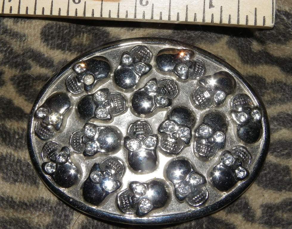 Thumbnail: SKULL BELT BUCKLE WITH RHINESTONES