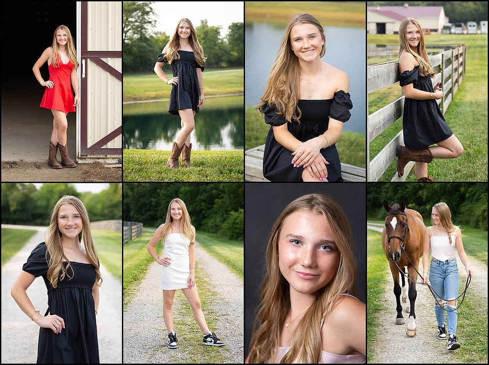 senior photos of granville high school senior taken at farm with her horse