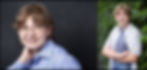 photo of high school senior posing for senior photo session. One is indoors at photo studio. The other is outdoors in front of an ivy covered wall.