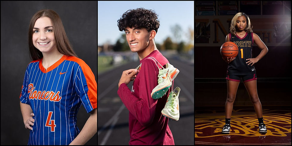 seniors wearing sports gear in senior photos as accessories