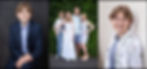 photo of a high school senior posing in studio for a shot by themselves and a photo of them with their family outdoors