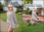 two photos of westerville north senior girl posing in front of barn in westerville ohio