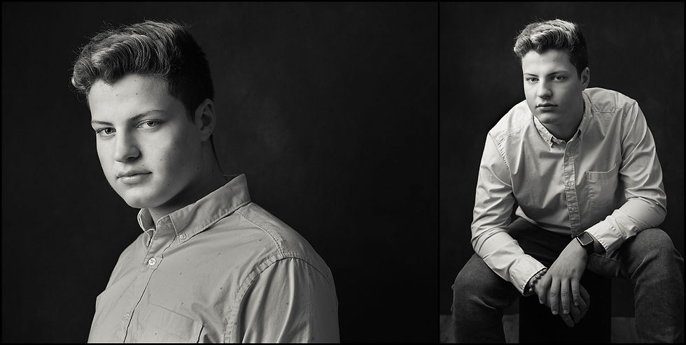 studio senior pictures of guy wearing button up shirt in columbus ohio portrait studio