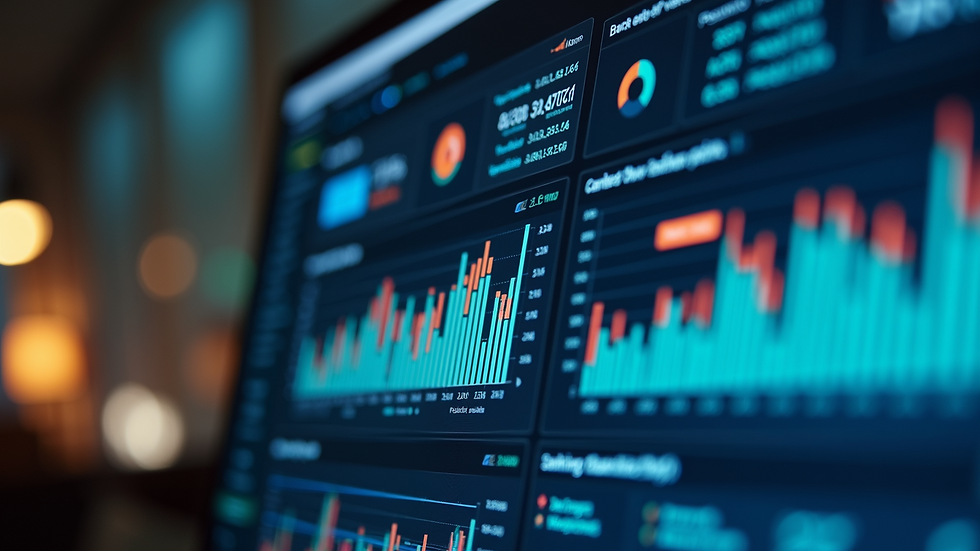 Close-up view of a computer screen showing marketing analytics dashboard