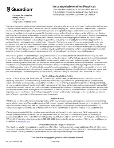 Guardian's Notice of Information Practices