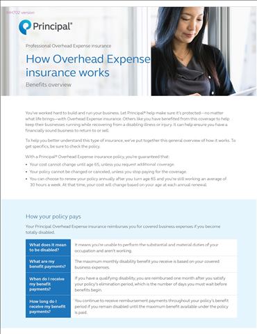 Principal Business Overhead Expense, policy form #