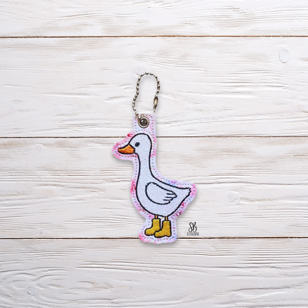 Goose in Boots Eyelet Machine Embroidery Design