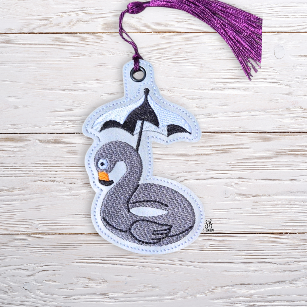 Black Flamingo Floatie Bookmark Embroidery Design