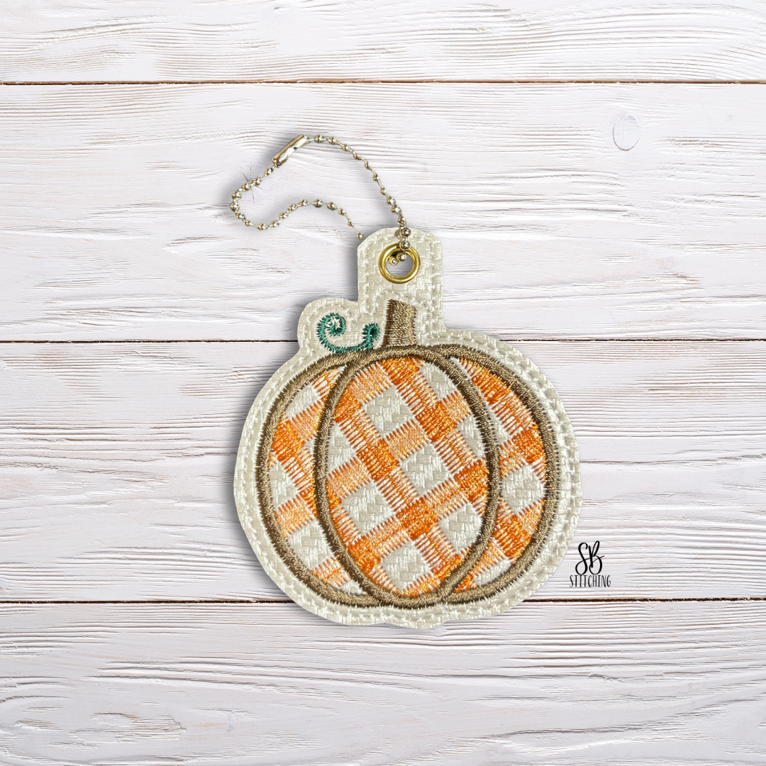 Gingham Pumpkin Eyelet Machine Embroidery Design